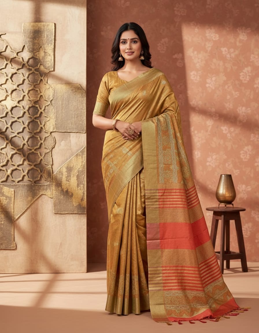 Hand Stitched Assam Silk - Merigold