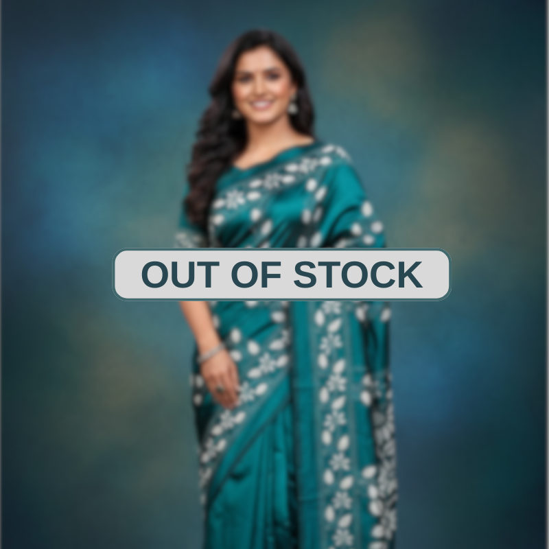 Bangalore pure silk Kantha Saree - Dark Teal Green