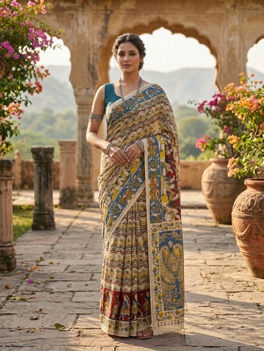 Narikala Nellore Silk kalamkari saree