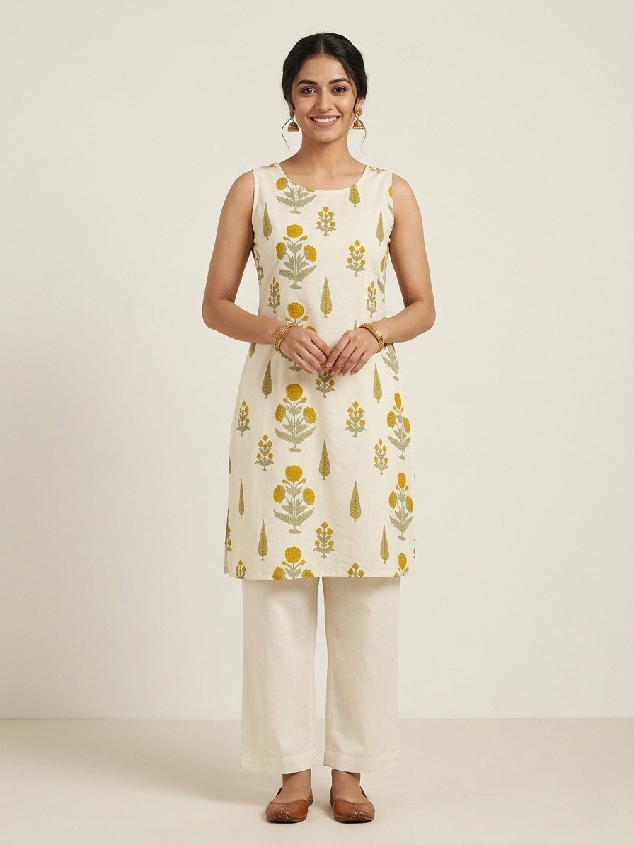 Round Neck Line Ladies Short Kurti