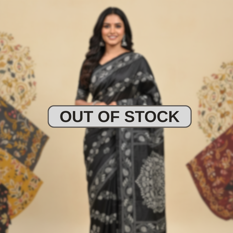Bangalore Silk Blend Kantha Saree - Black