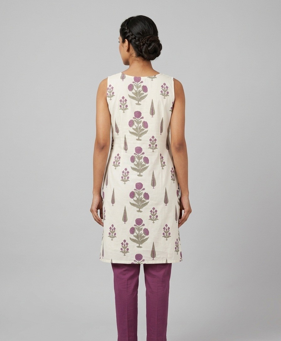 Round Neck Line Ladies Short Kurti