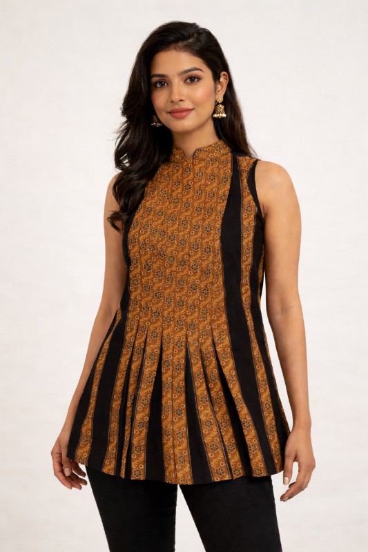 High Mandarin Collar Ladies Short Kurti