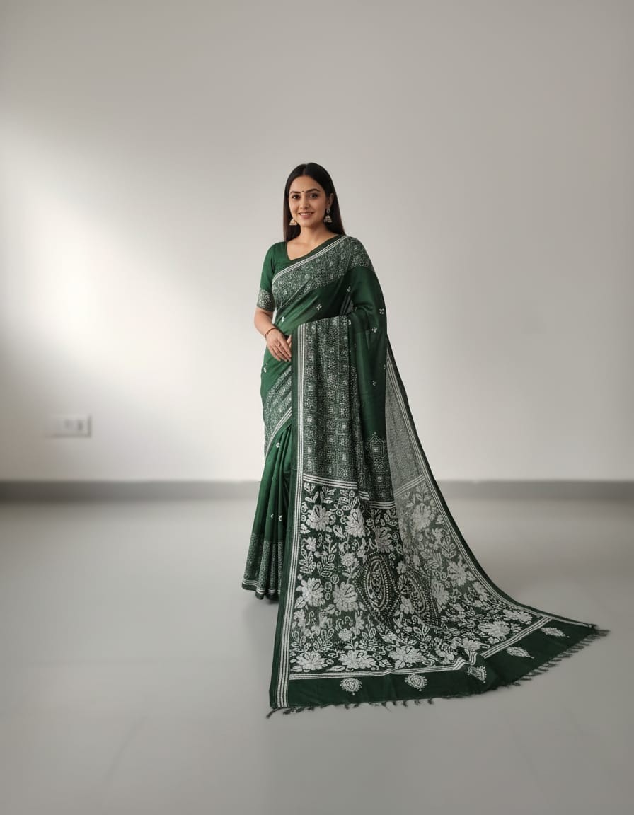 Bangalore Silk Kantha Saree - Sacramento
