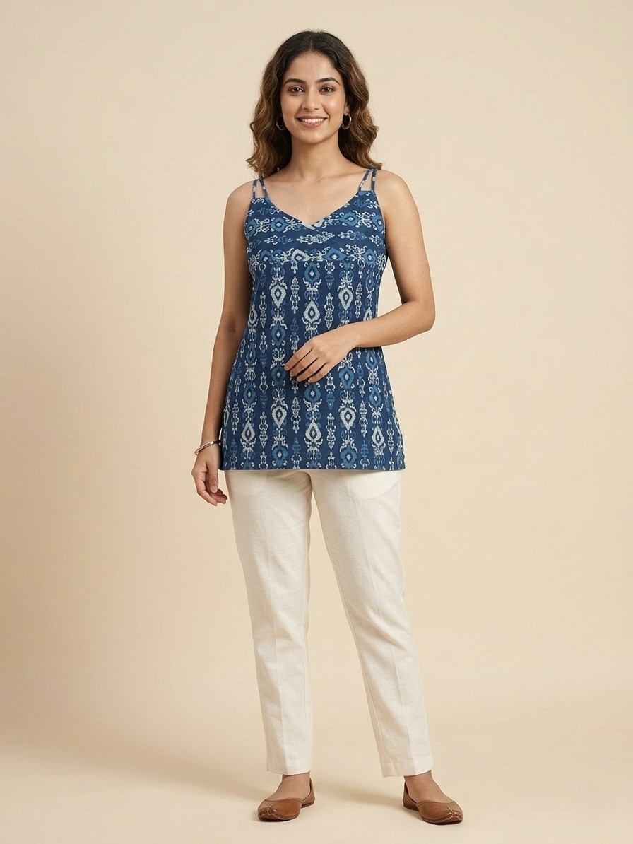Straight-Cut Silhouette Ladies Short Kurti